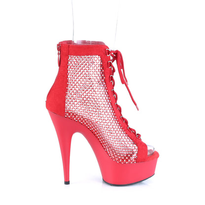 【PLEASER】DELIGHT-600-33RM プラットフォームシューズ Red Faux Suede-RS Mesh/Red Matte【取寄】