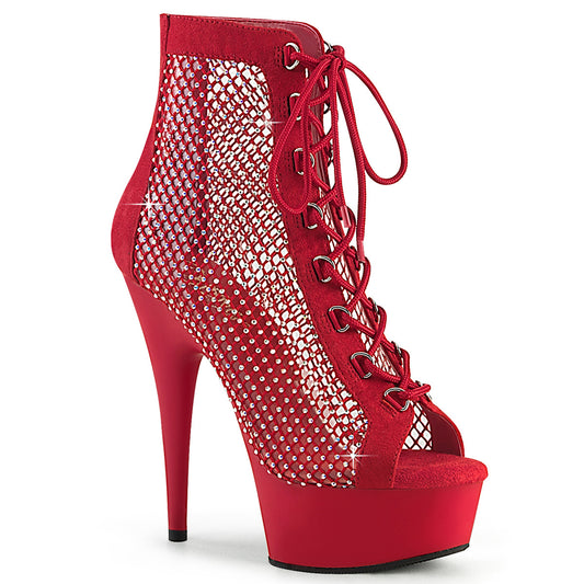 【PLEASER】DELIGHT-600-33RM プラットフォームシューズ Red Faux Suede-RS Mesh/Red Matte【取寄】