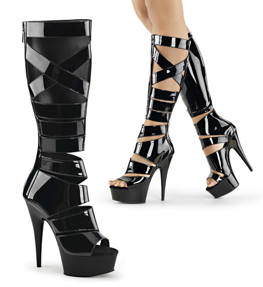 【PLEASER】DELIGHT-600-49 プラットフォームシューズ Blk Str Pat/Blk【取寄】