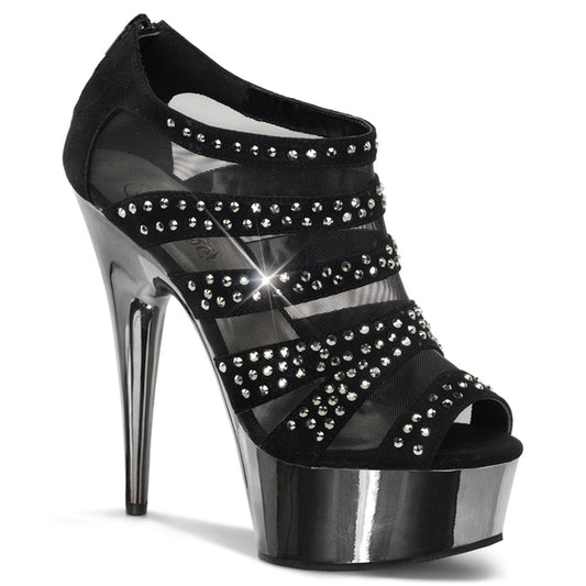 【PLEASER】DELIGHT-600-8 シューズ Blk Vegan Suede/Pewter Chrome【取寄】