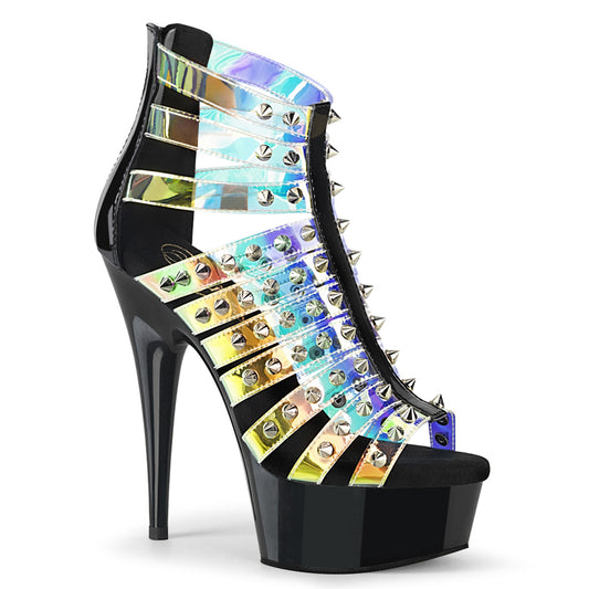 【PLEASER】DELIGHT-600-9 プラットフォームシューズ Holo TPU-Blk Pat/Blk【取寄】
