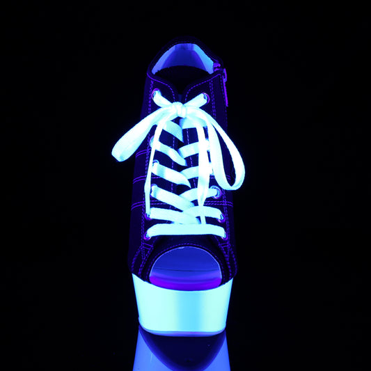 【PLEASER】DELIGHT-600SK-01 プラットフォームシューズ Blk Canvas/Neon White【取寄】