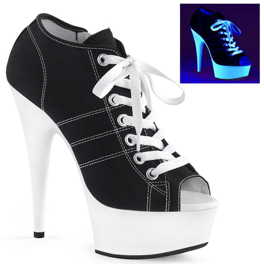 【PLEASER】DELIGHT-600SK-01 シューズ Blk Canvas/Neon White【取寄】
