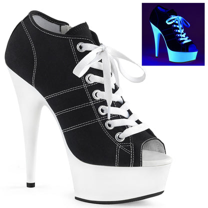 【PLEASER】DELIGHT-600SK-01 プラットフォームシューズ Blk Canvas/Neon White【取寄】