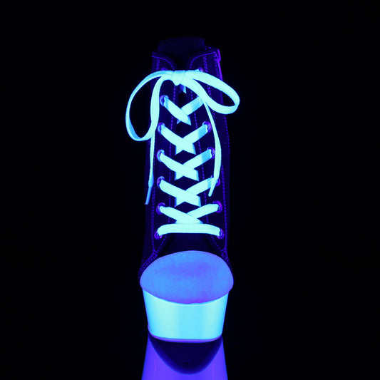 【PLEASER】DELIGHT-600SK-02 プラットフォームシューズ Blk Canvas/Neon White【取寄】