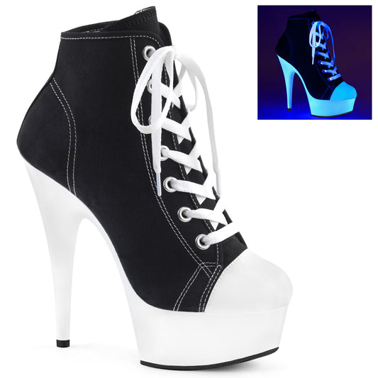 【PLEASER】DELIGHT-600SK-02 プラットフォームシューズ Blk Canvas/Neon White【取寄】
