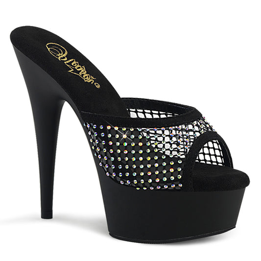【PLEASER】DELIGHT-601-6RM プラットフォームシューズ Blk Faux Suede-RS Mesh/Blk Matte【取寄】