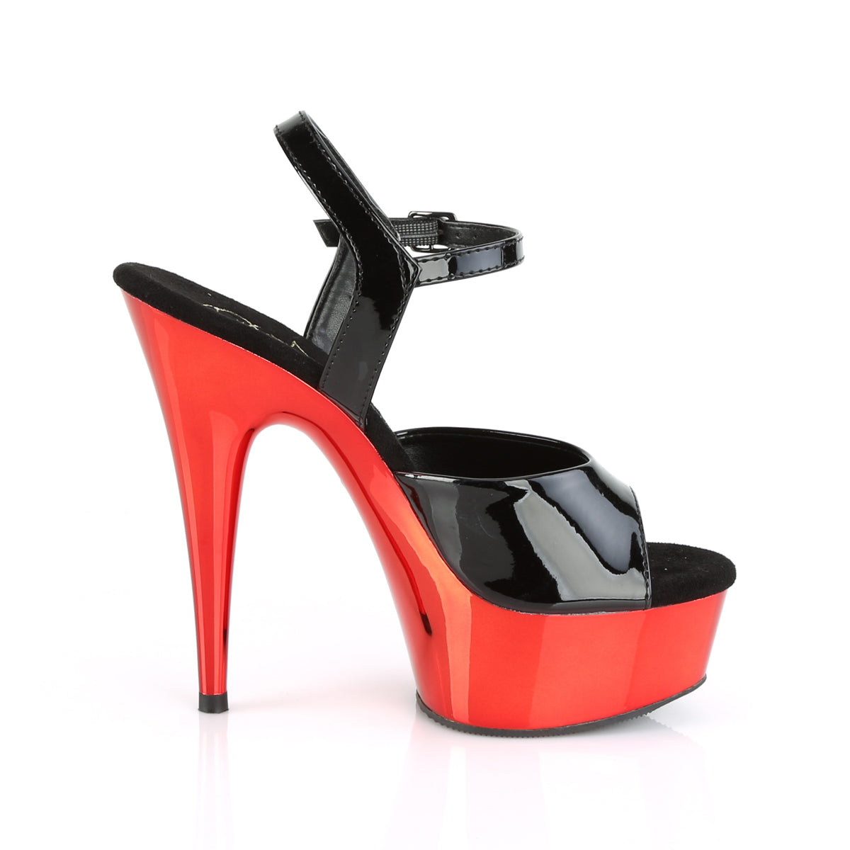 【PLEASER】DELIGHT-609 プラットフォームシューズ Blk Pat/Red Chrome【取寄】