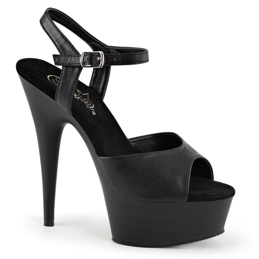 【PLEASER】DELIGHT-609 シューズ Blk Faux Leather/Blk Matte【取寄】