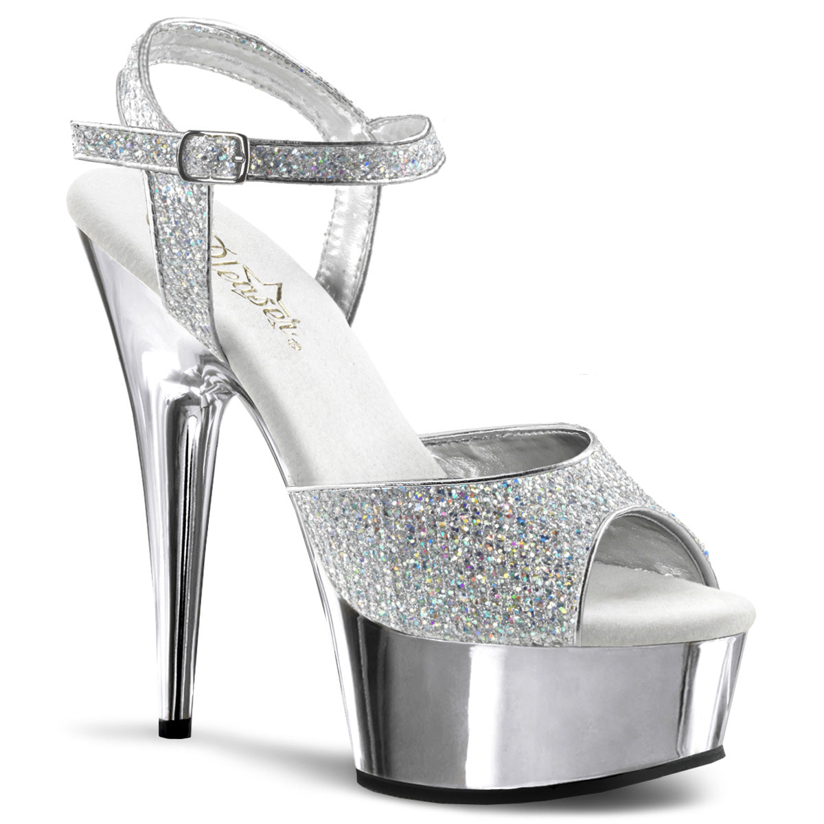 【PLEASER】DELIGHT-609G シューズ Slv Multi Gltr/Slv Chrome【取寄】
