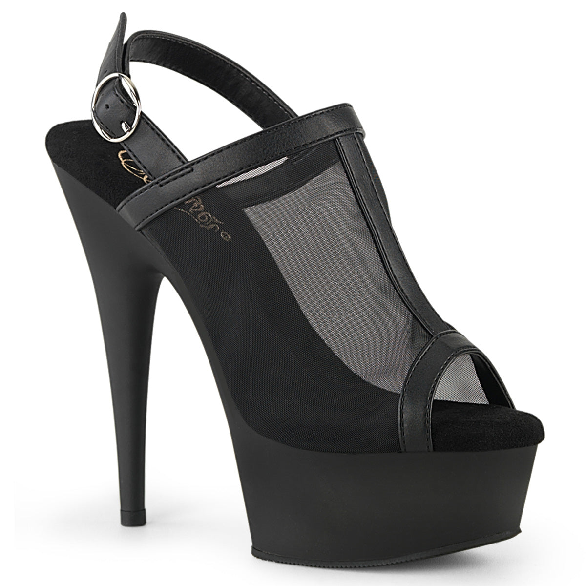 【PLEASER】DELIGHT-636 シューズ Blk Faux Le-Mesh/Blk Matte【取寄】