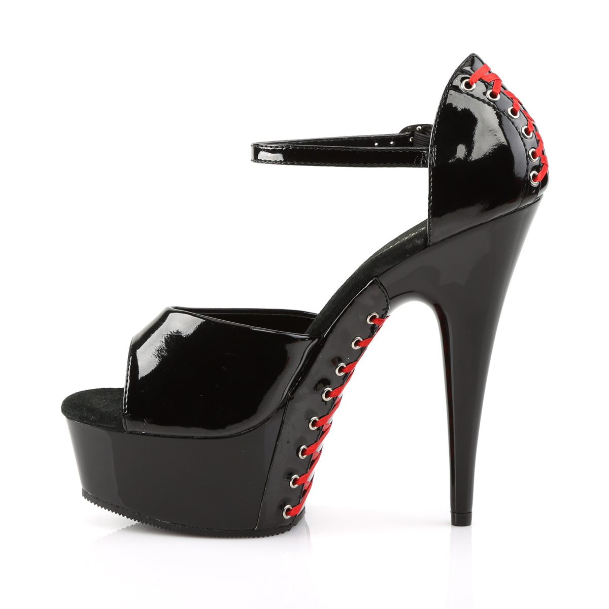 【PLEASER】DELIGHT-660FH プラットフォームシューズ Blk Pat/Blk (Red Lace)【取寄】