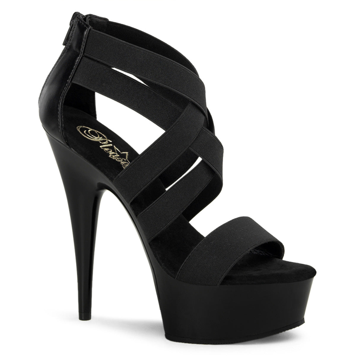 【PLEASER】DELIGHT-669 シューズ Blk Elastic Band-Faux Leather/Blk【取寄】