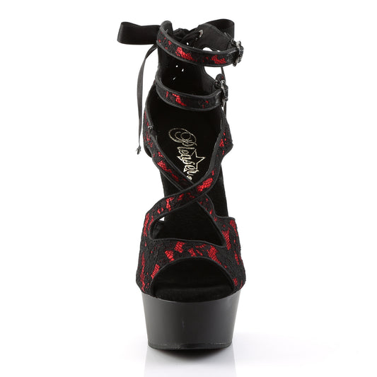 【PLEASER】DELIGHT-678LC シューズ Red Satin-Lace/Blk Matte【取寄】