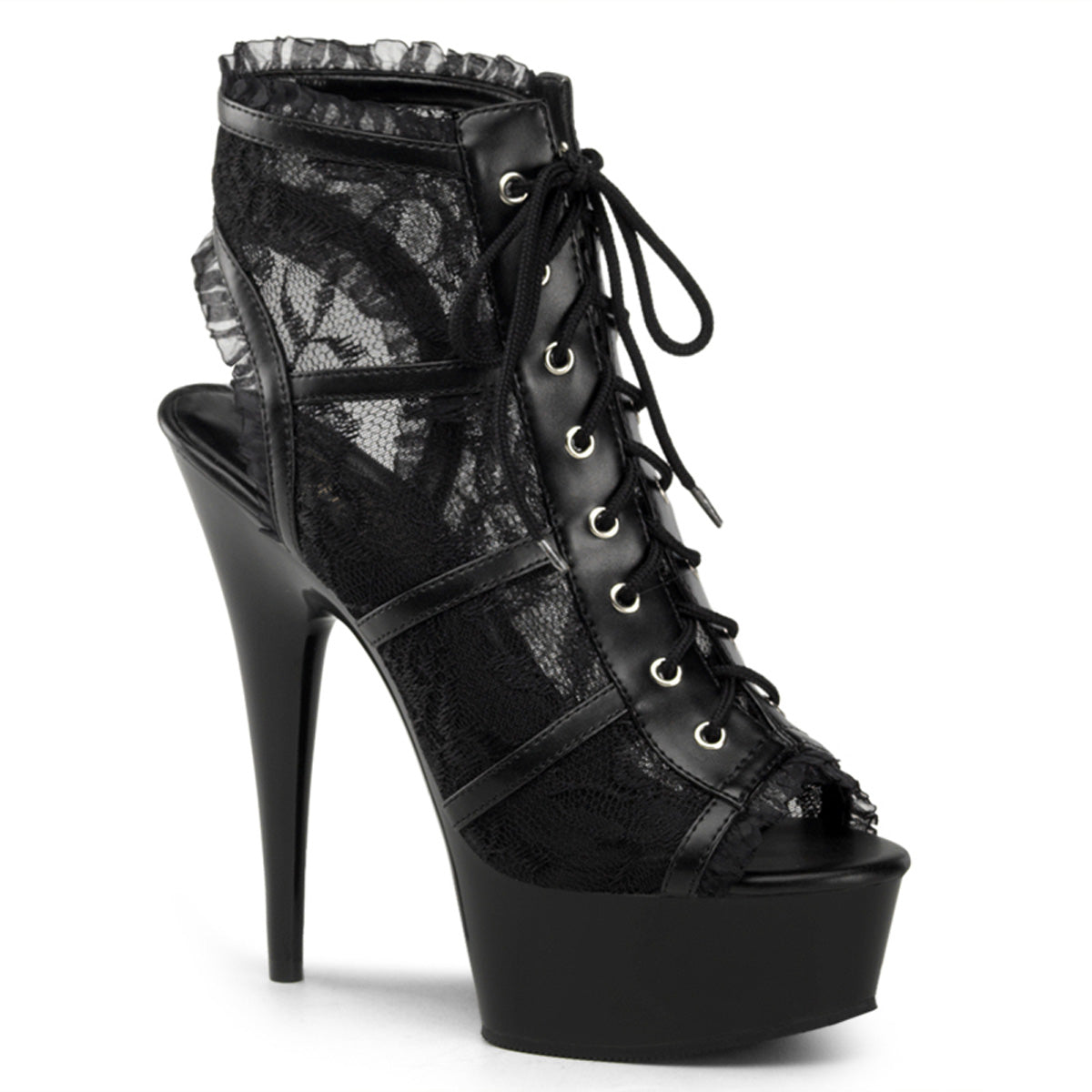 【PLEASER】DELIGHT-696LC シューズ Blk Mesh-Lace/Blk【取寄】