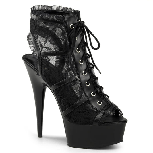 【PLEASER】DELIGHT-696LC シューズ Blk Mesh-Lace/Blk【取寄】