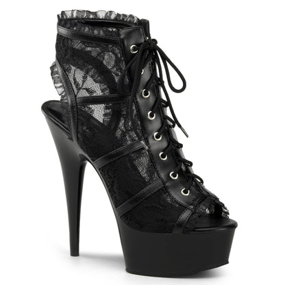 【PLEASER】DELIGHT-696LC プラットフォームシューズ Blk Mesh-Lace/Blk【取寄】