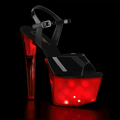 【PLEASER】DISCOLITE-709 シューズ Blk Pat/White Glow【取寄】