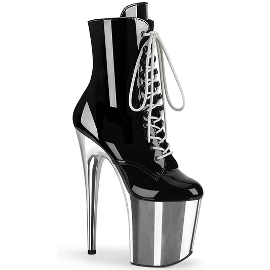 【PLEASER】FLAMINGO-1020 プラットフォームシューズ Blk Pat/Slv Chrome【取寄】