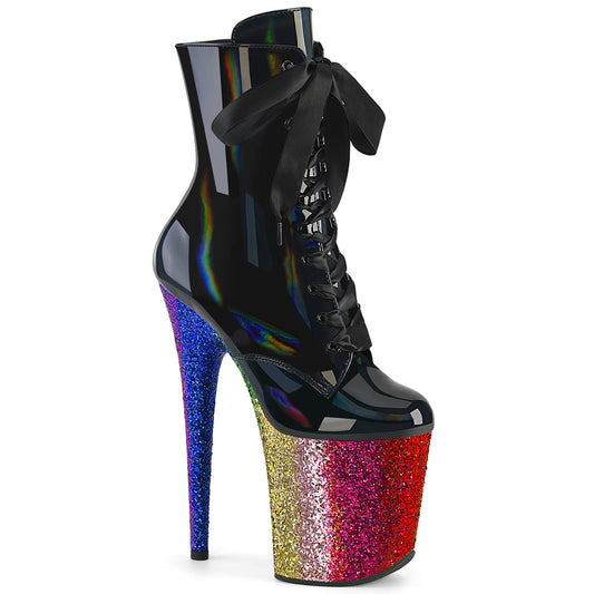 【PLEASER】FLAMINGO-1020HG プラットフォームシューズ Blk Holo Pat/Rainbow Glitter【取寄】