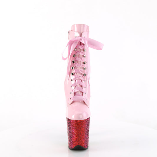 【PLEASER】FLAMINGO-1020HG プラットフォームシューズ B. Pink Holo Pat/Rainbow Glitter【取寄】