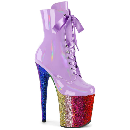 【PLEASER】FLAMINGO-1020HG プラットフォームシューズ Lavender Holo Pat/Rainbow Glitter【取寄】