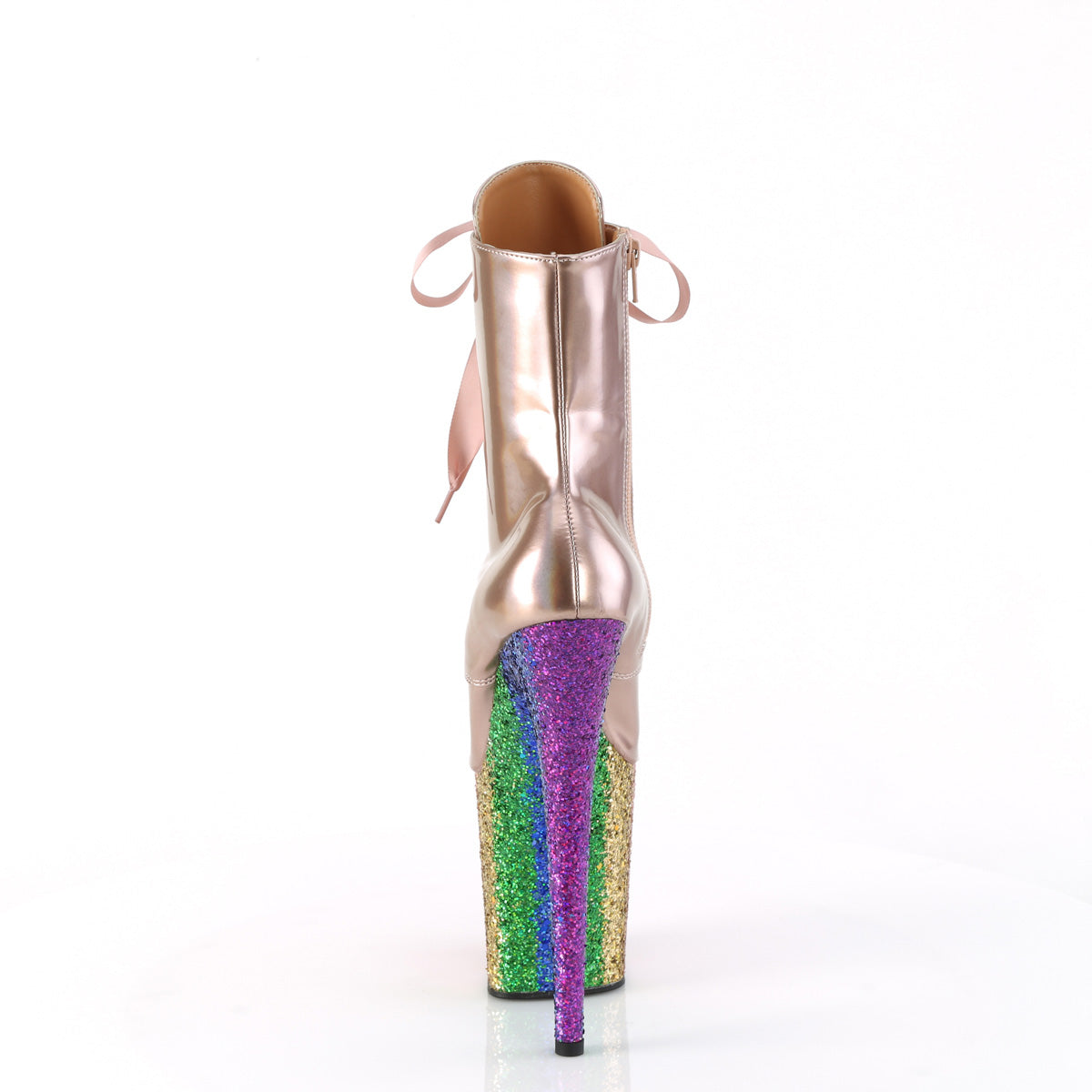 【PLEASER】FLAMINGO-1020HG シューズ Rose Gold Holo Pat/Rainbow Glitter【取寄】