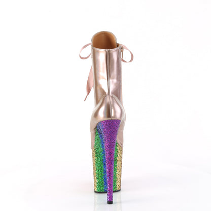 【PLEASER】FLAMINGO-1020HG プラットフォームシューズ Rose Gold Holo Pat/Rainbow Glitter【取寄】