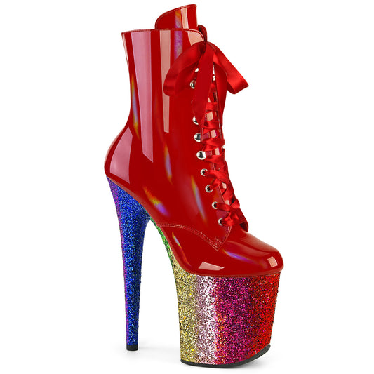 【PLEASER】FLAMINGO-1020HG プラットフォームシューズ Red Holo Pat/Rainbow Glitter【取寄】
