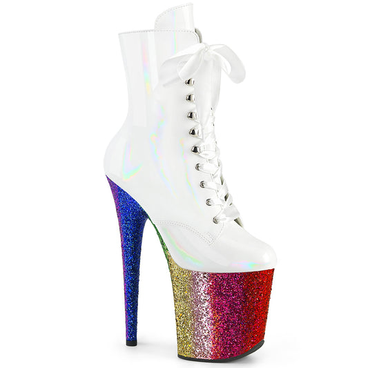 【PLEASER】FLAMINGO-1020HG プラットフォームシューズ Wht Holo Pat/Rainbow Glitter【取寄】