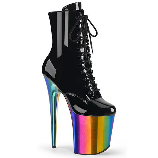 【PLEASER】FLAMINGO-1020RC プラットフォームシューズ Blk Pat/Rainbow Chrome【取寄】