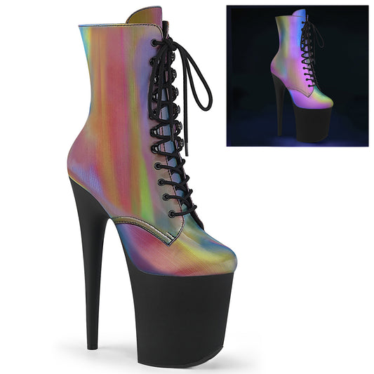 【PLEASER】FLAMINGO-1020REFL プラットフォームシューズ Rainbow Reflective/Blk Matte【取寄】
