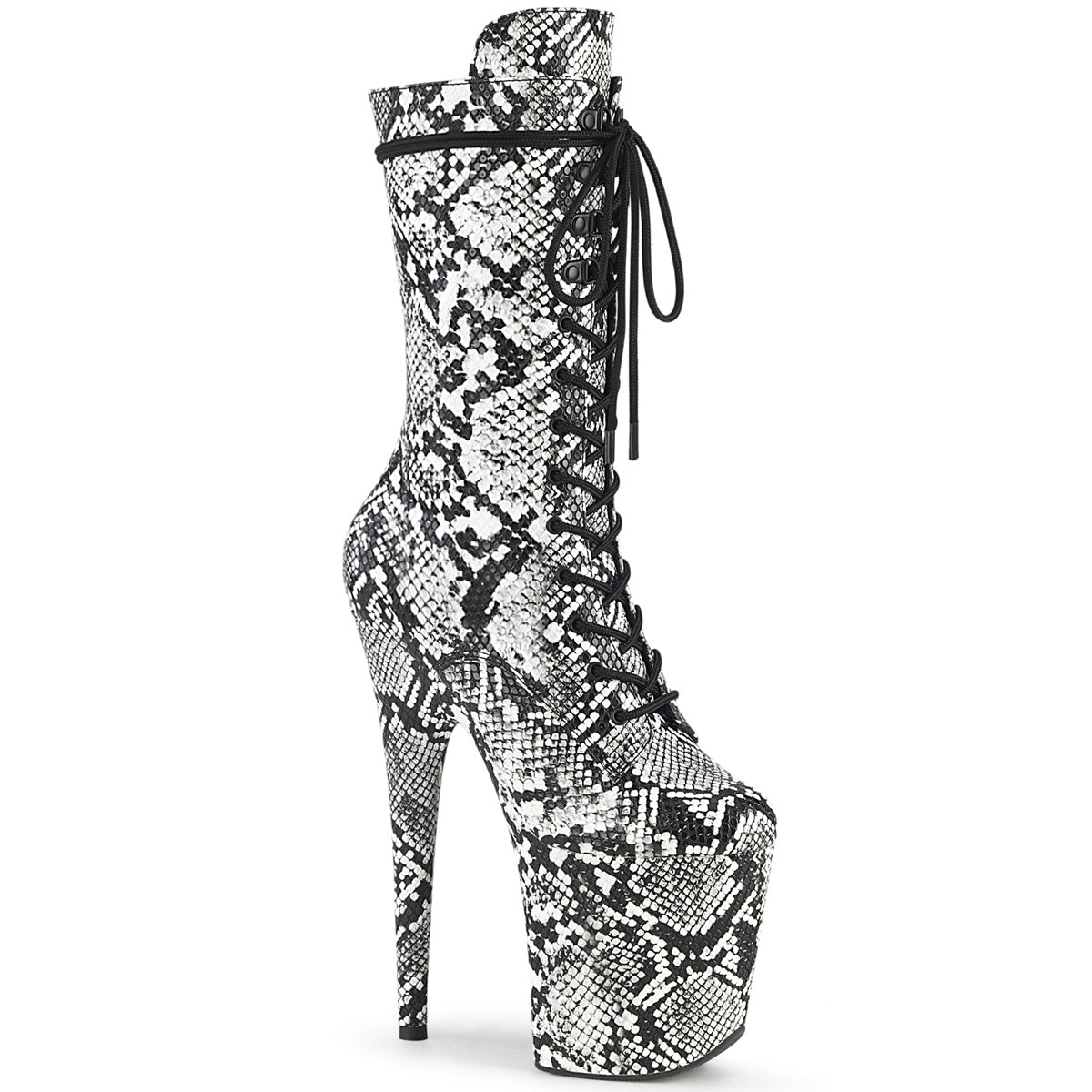 【PLEASER】FLAMINGO-1050SP プラットフォームシューズ Blk-Wht Snake Print/Blk-Wht Snake Print【取寄】