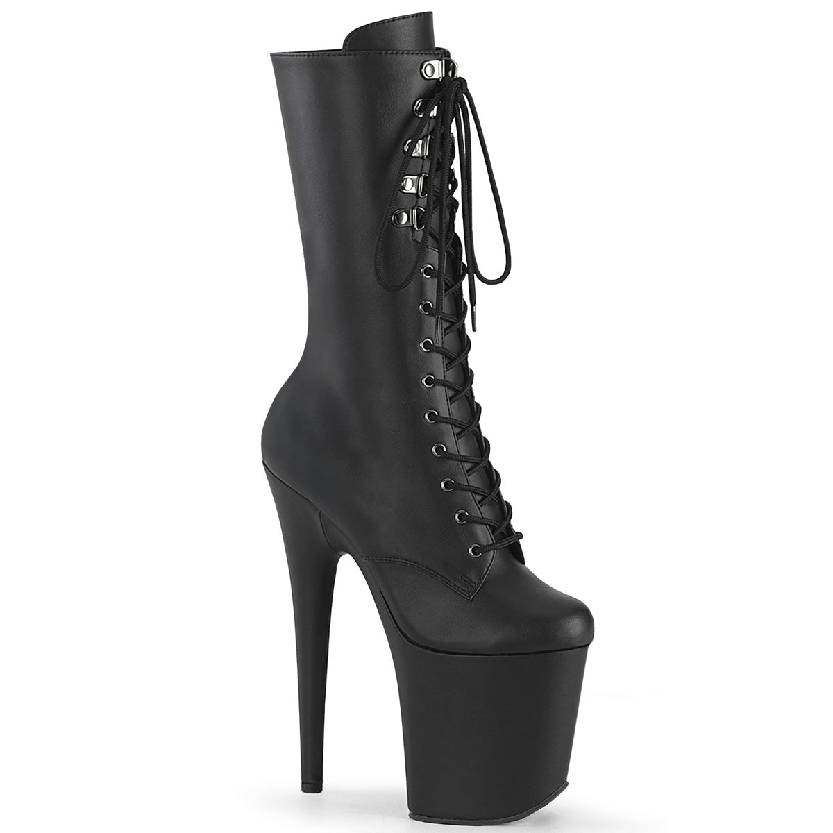 【PLEASER】FLAMINGO-1054 プラットフォームシューズ Blk Faux Leather/Blk Matte【取寄】