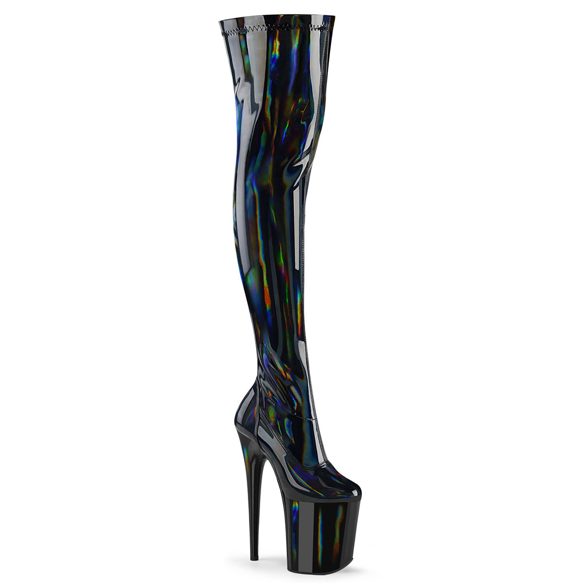 【PLEASER】FLAMINGO-3000HWR プラットフォームシューズ Blk Str. Holo/Blk Holo【取寄】