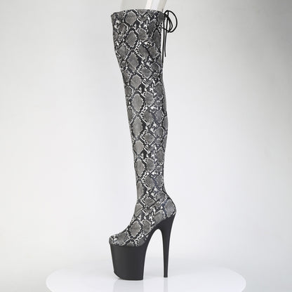 【PLEASER】FLAMINGO-3008SP-BT プラットフォームシューズ Grey-Blk Snake Print/Blk Matte【取寄】