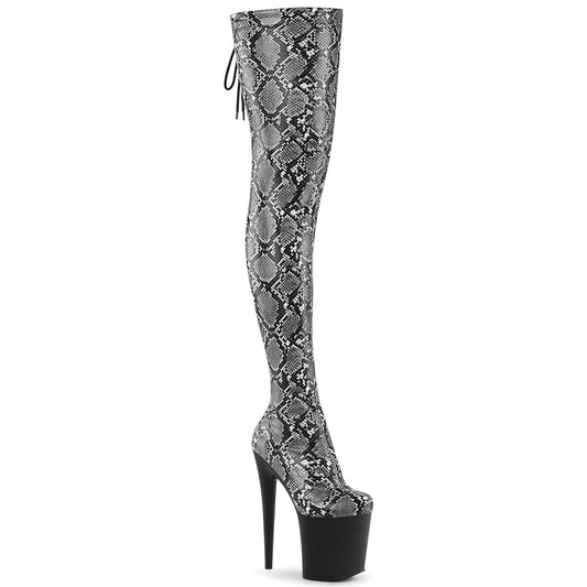【PLEASER】FLAMINGO-3008SP-BT プラットフォームシューズ Grey-Blk Snake Print/Blk Matte【取寄】