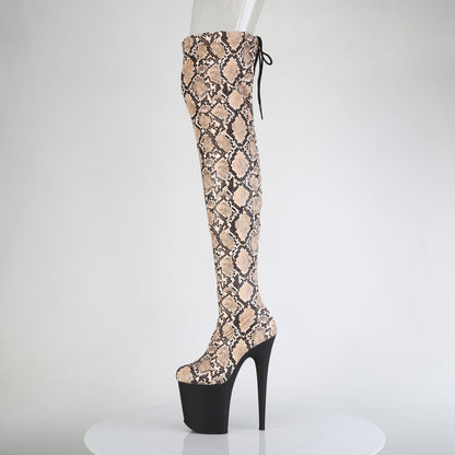 【PLEASER】FLAMINGO-3008SP-BT プラットフォームシューズ Tan-Brown Snake Print/Blk Matte【取寄】