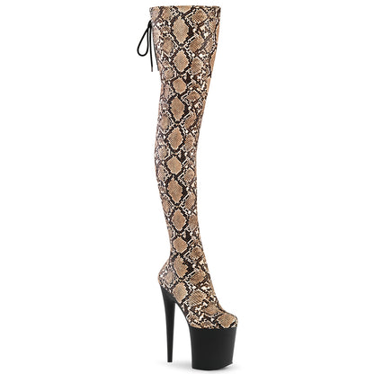 【PLEASER】FLAMINGO-3008SP-BT プラットフォームシューズ Tan-Brown Snake Print/Blk Matte【取寄】
