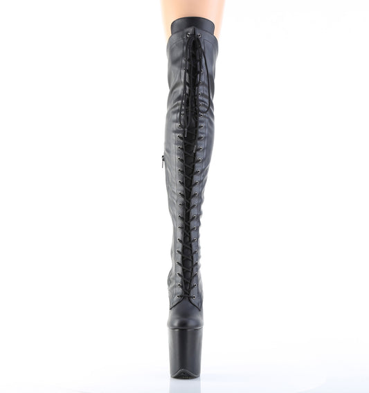 【PLEASER】FLAMINGO-3014 プラットフォームシューズ Blk Str. Faux Leather/Blk Matte【取寄】