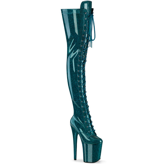 【PLEASER】FLAMINGO-3020GP プラットフォームシューズ Teal Glitter Pat/M【取寄】