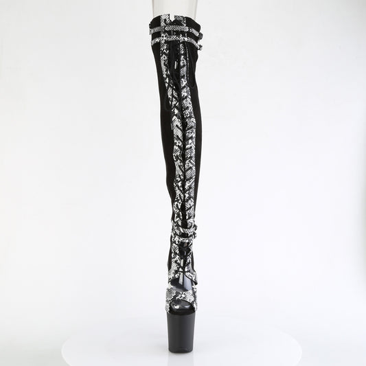 【PLEASER】FLAMINGO-3027SP プラットフォームシューズ Blk Faux Suede-Snake Print Faux Le./Blk Matte【取寄】