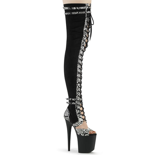 【PLEASER】FLAMINGO-3027SP プラットフォームシューズ Blk Faux Suede-Snake Print Faux Le./Blk Matte【取寄】
