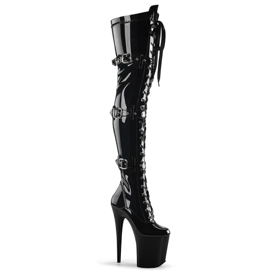 【PLEASER】FLAMINGO-3028 プラットフォームシューズ Blk Str Pat/Blk【取寄】