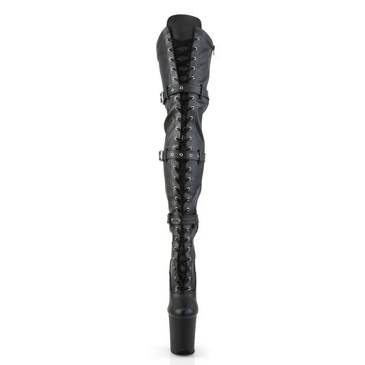 【PLEASER】FLAMINGO-3028 プラットフォームシューズ Blk Str Faux Leather/Blk Matte【取寄】