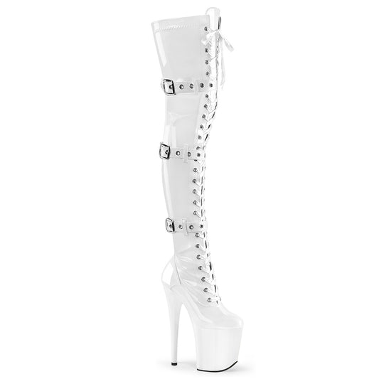 【PLEASER】FLAMINGO-3028 プラットフォームシューズ Wht Str. Pat/Wht【取寄】