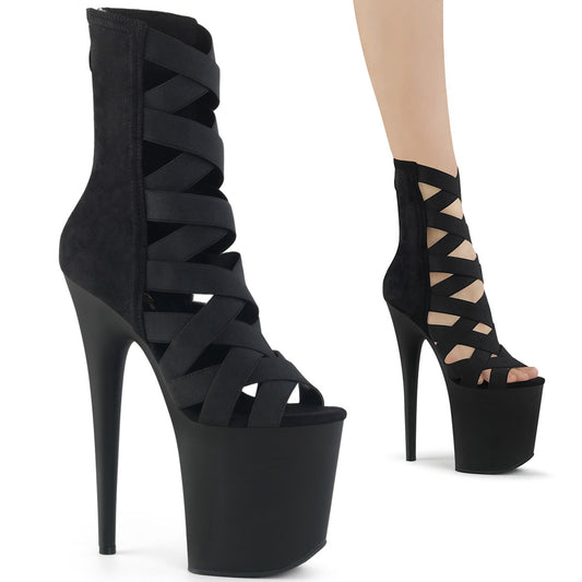 【PLEASER】FLAMINGO-800-24 プラットフォームシューズ Blk Elastic Band-Microfiber/Blk Matte【取寄】