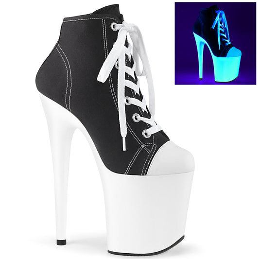 【PLEASER】FLAMINGO-800SK-02 プラットフォームシューズ Blk Canvas/Neon White【取寄】