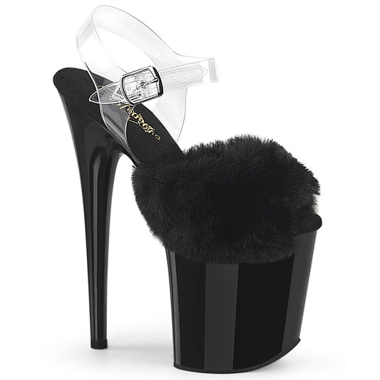 【PLEASER】FLAMINGO-808FUR プラットフォームシューズ Blk Faux Fur-Clr TPU/Blk【取寄】