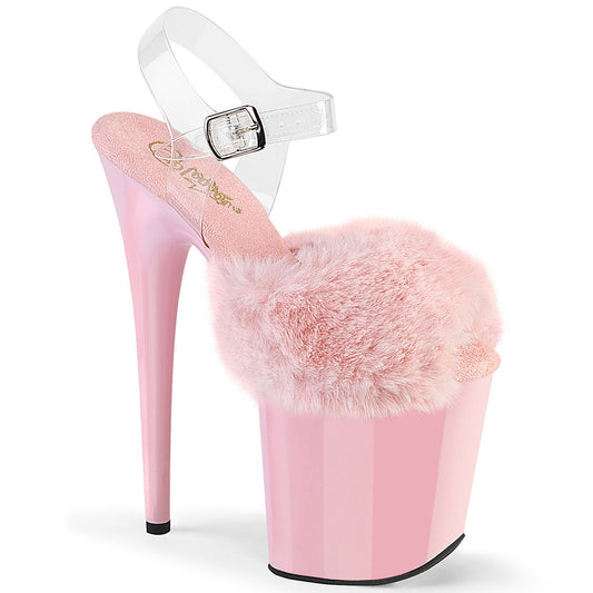 【PLEASER】FLAMINGO-808FUR プラットフォームシューズ B. Pink Faux Fur-Clr TPU/B. Pink【取寄】